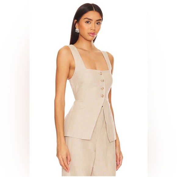 NWT Faithfull the Brand Maya Linen Vest Top Natural Beige Square Neck Sz S/4 - Picture 3 of 6